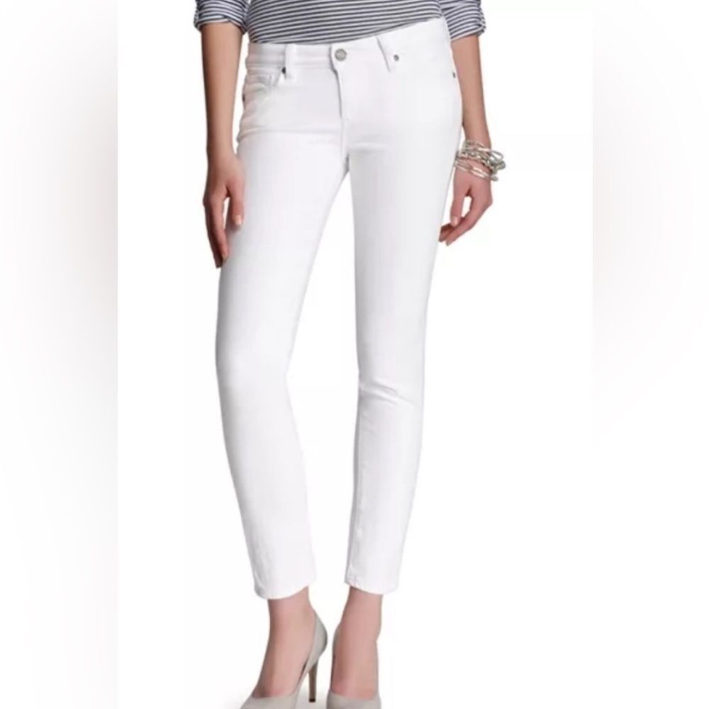 45. Paige Skyline Ankle Peg Skinny Optic White Jeans Sz 26